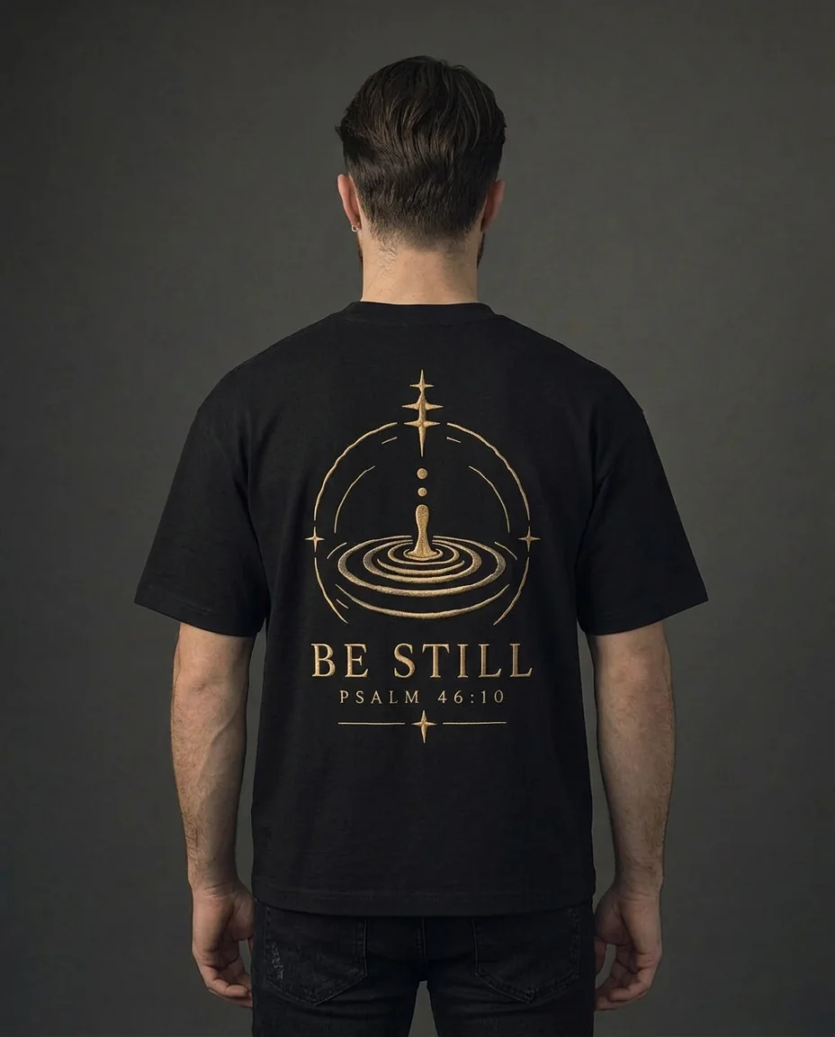 Be Still back-view design visualisation on model