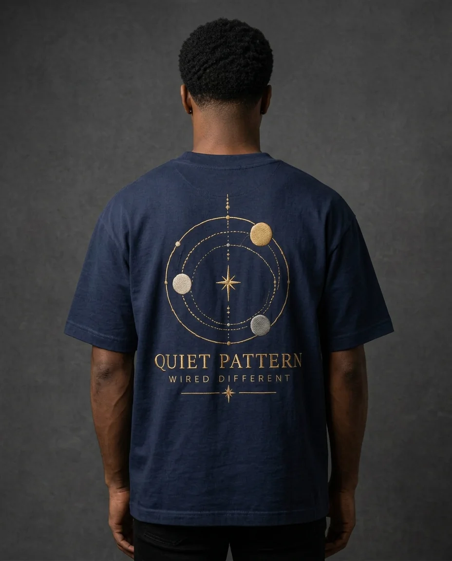 Quiet Pattern back-view design visualisation on model