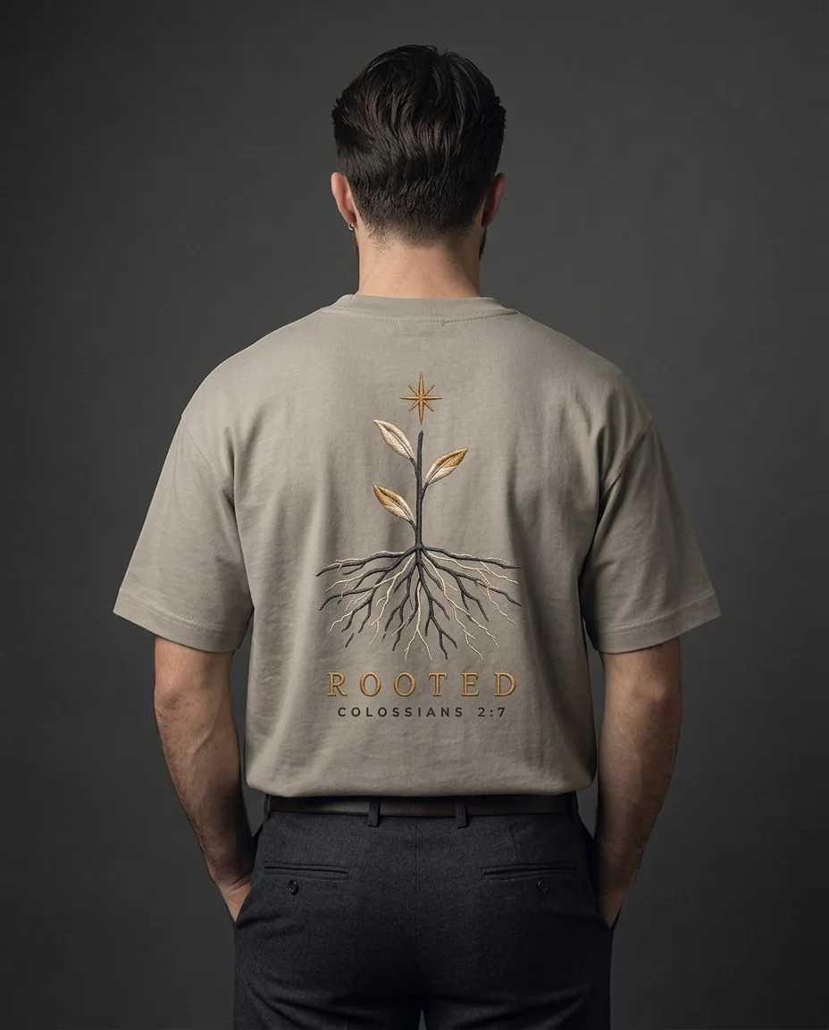Rooted back-view design visualisation on model