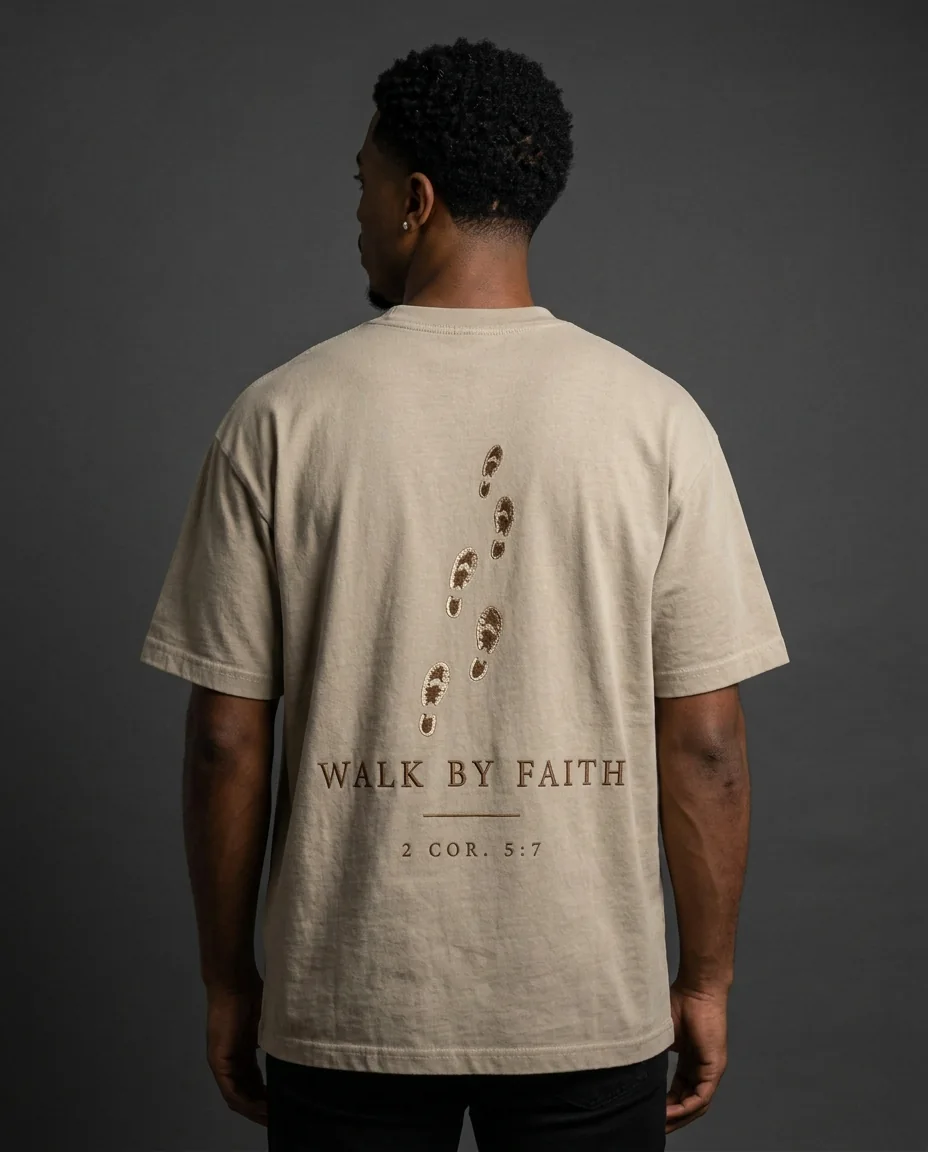 Walk By Faith back-view design visualisation on model